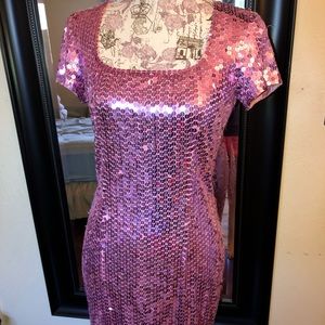 Vintage 80’s Sexy pink sparkly dress by Nite Line